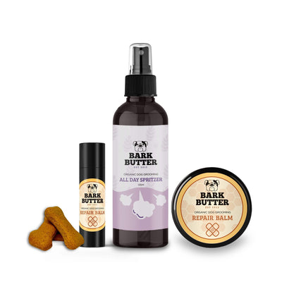 Bark Butter Doggie Snuggle Grooming Pack, All Day Spritzer, Repair Balm